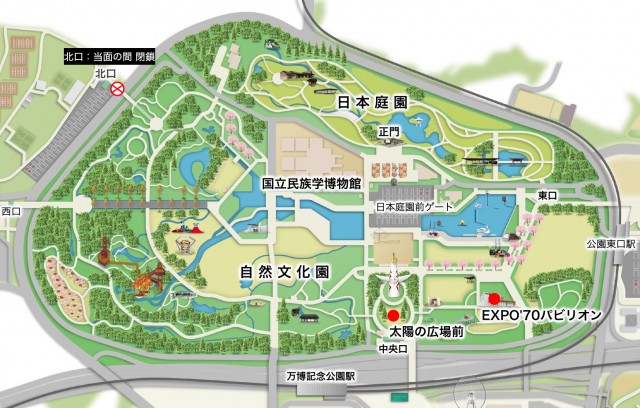 万博記念公園プロジェクションマッピングMAP