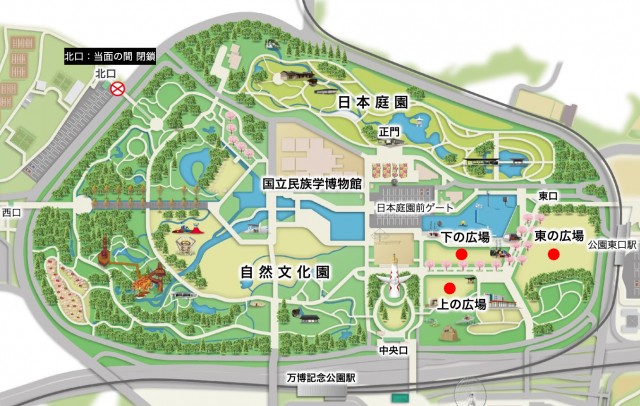 園内MAP 上の広場、下の広場、東の広場