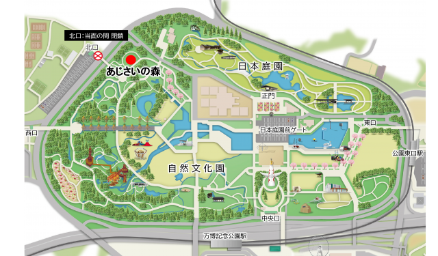 あじさいの森MAP（北口開門）