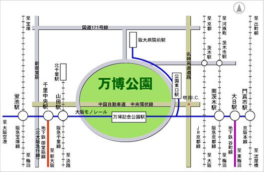 万博記念公園駅周辺路線図