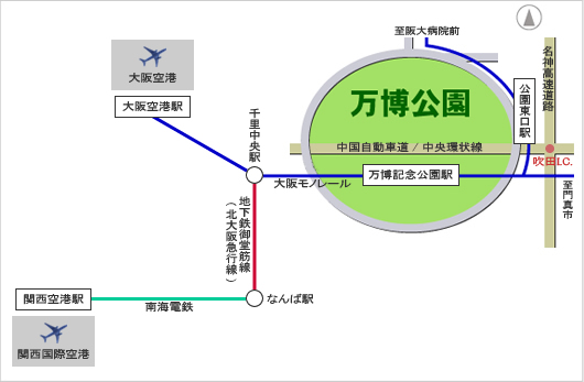 大阪空港と関西国際空港からのアクセス