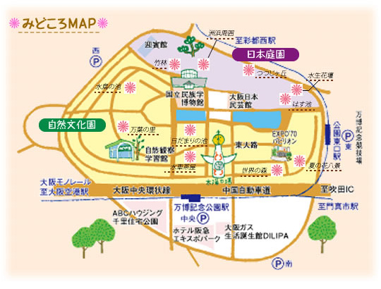 万博記念公園　7月の見どころマップ